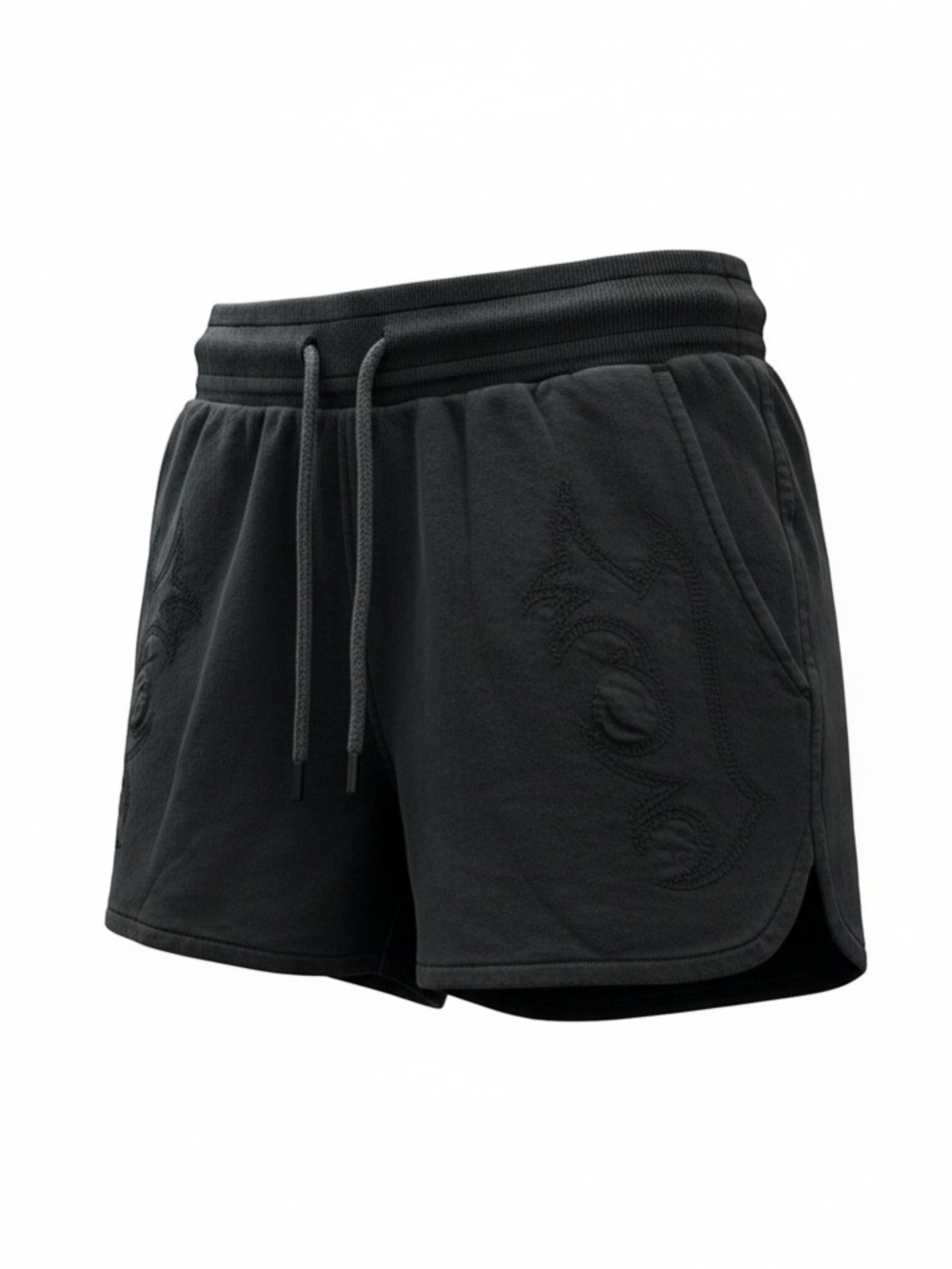 The Kooples Black Athletic Drawstring Embroidered Shorts